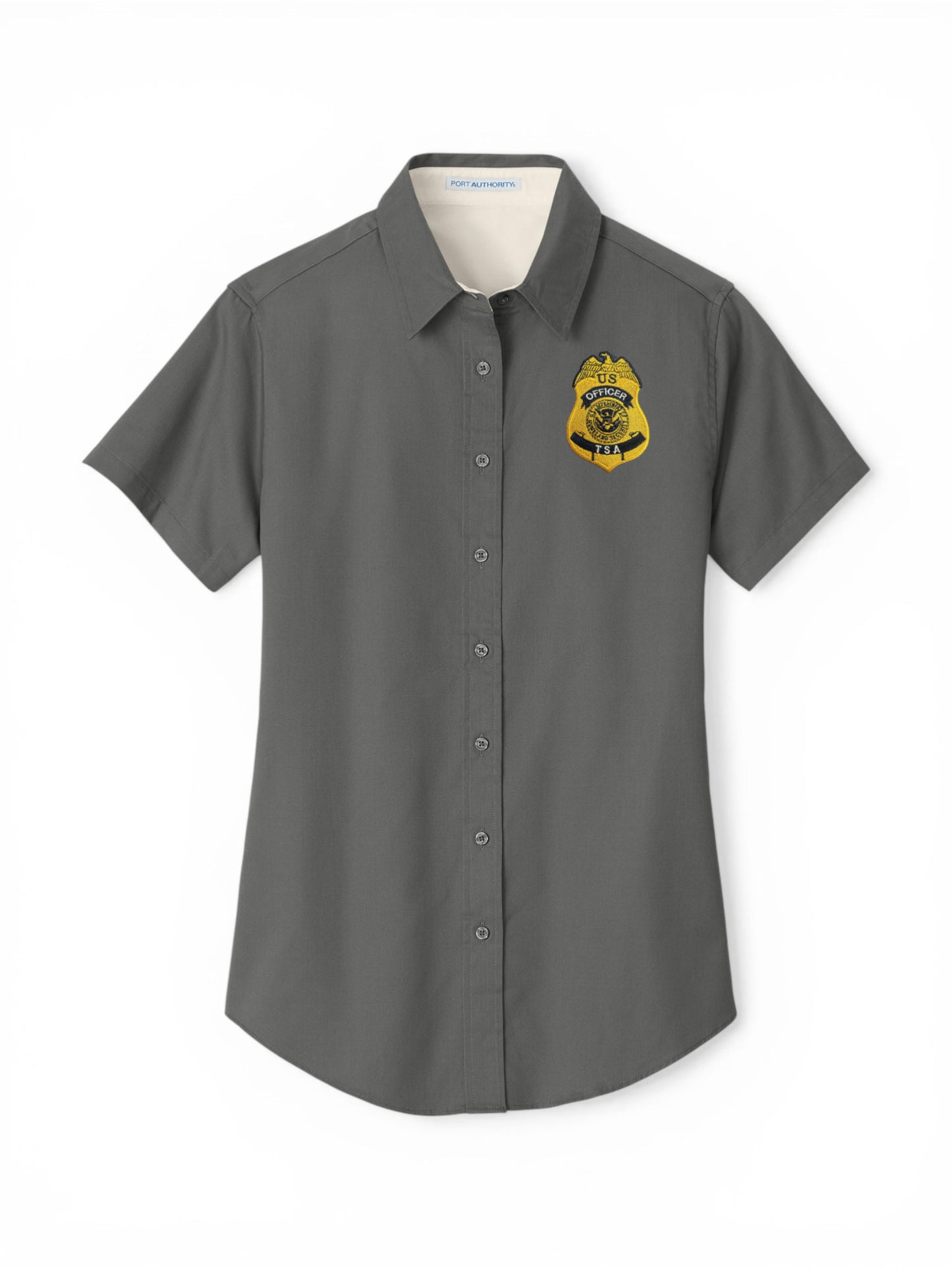 TSA OFFICER BADGE SHORT SLEEVE LADIES BUTTON SHIRT L508 CLEARANCE