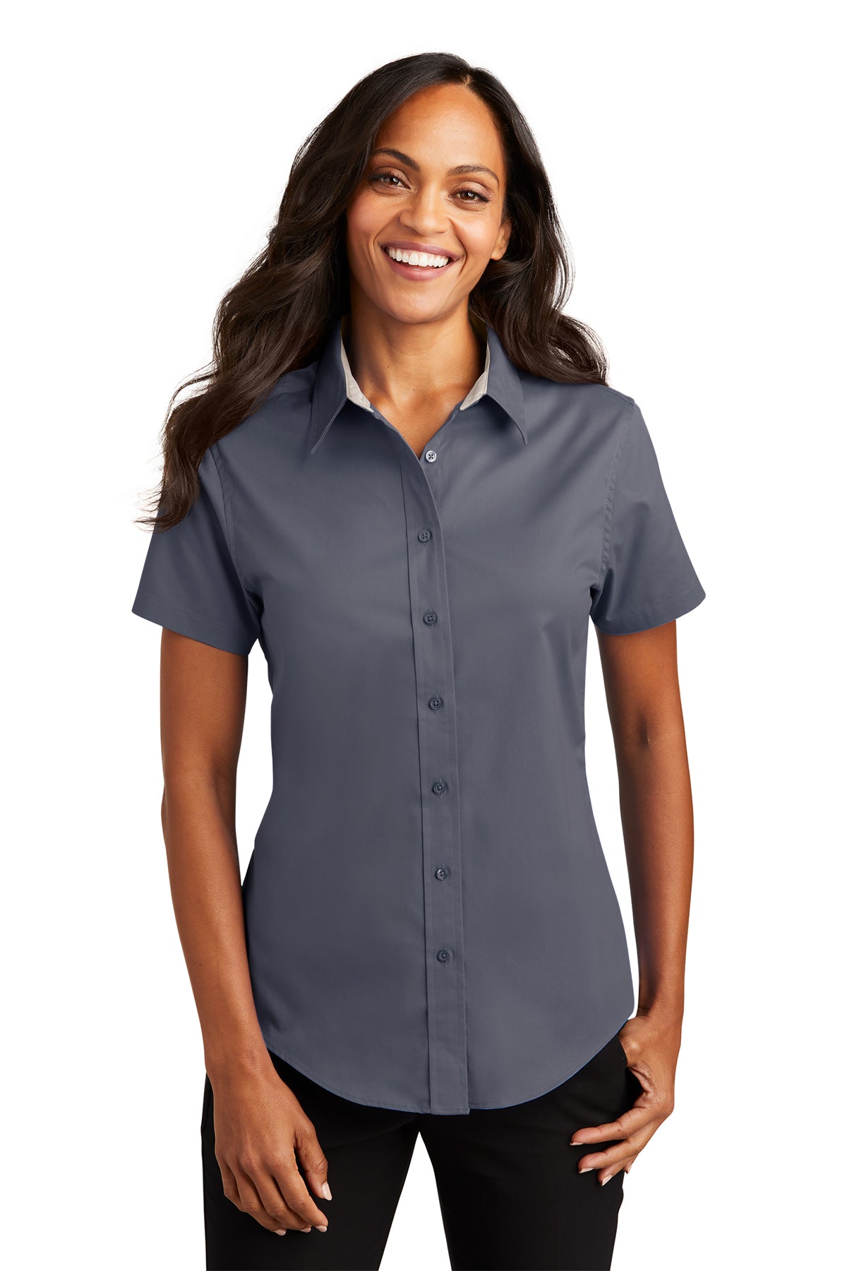 SHORT SLEEVE LADIES BUTTON SHIRT L508