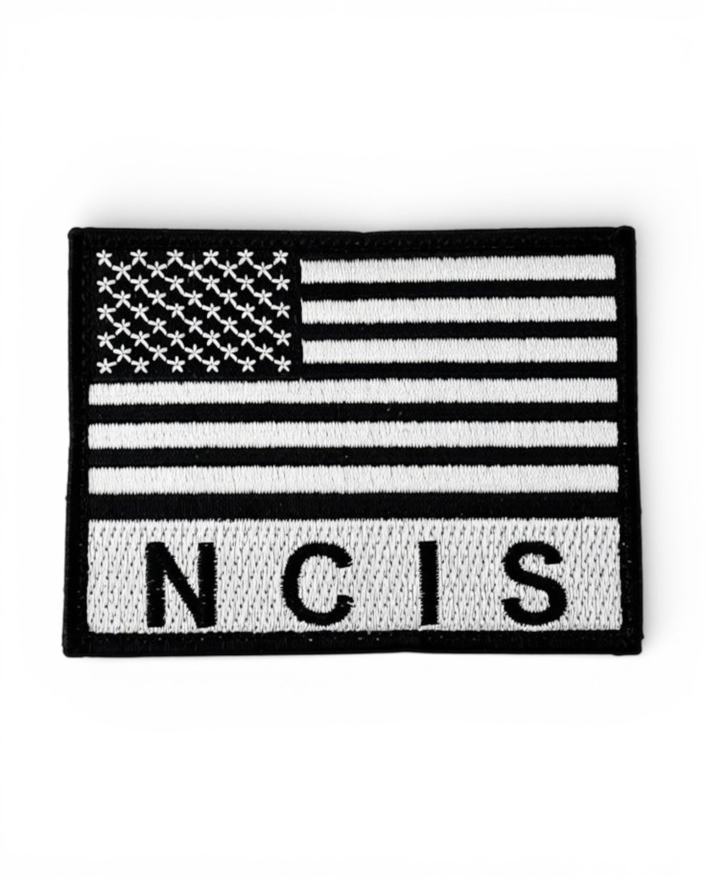 NCIS FLAG PATCH BLACK/GREY W/ HOOK FASTENER