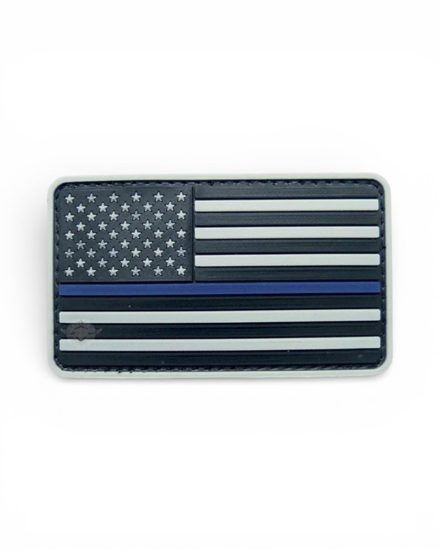 THIN BLUE LINE US FLAG PVC MORALE PATCH GREY-6781