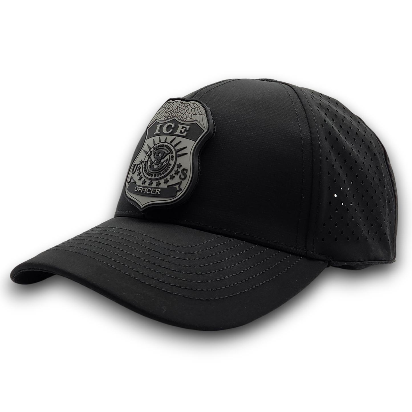 SCS BRAND PERFORATED MESH HAT W/ INTERCHANGEABLE ICE OFFICER BADGE PVC PATCH