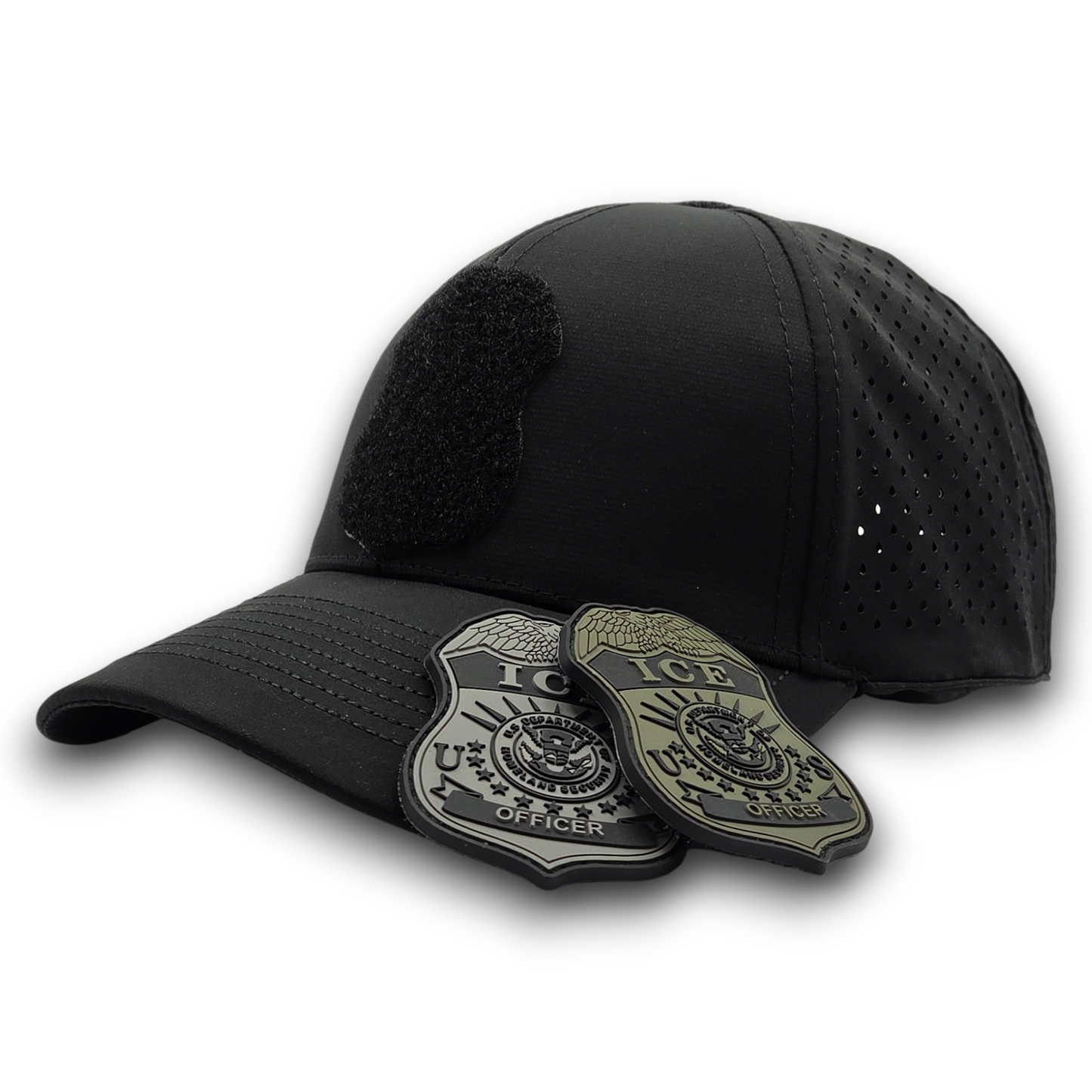 SCS BRAND PERFORATED MESH HAT W/ INTERCHANGEABLE ICE OFFICER BADGE PVC PATCH