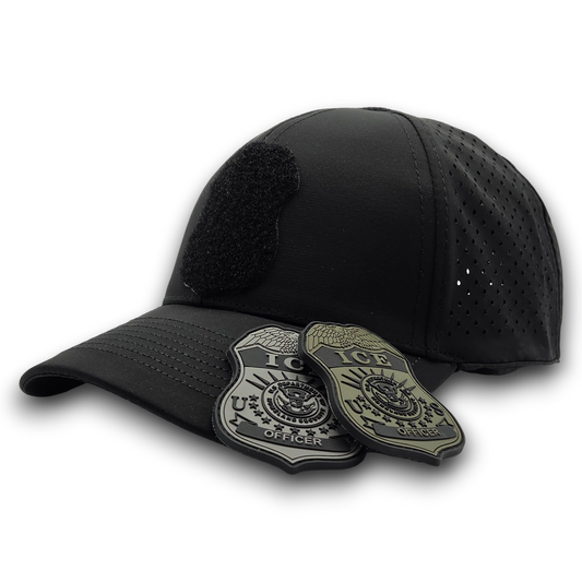 SCS BRAND PERFORATED MESH HAT W/ INTERCHANGEABLE ICE OFFICER BADGE PVC PATCH