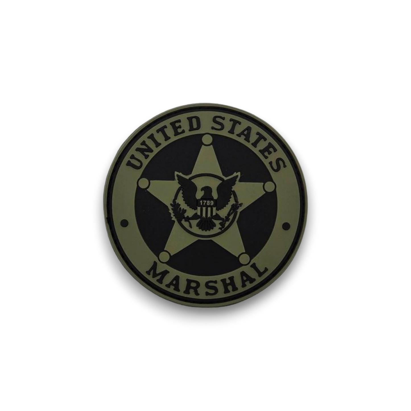 USMS PVC BADGE PATCH W/ HOOK FASTENER-RANGER GREEN/BLACK