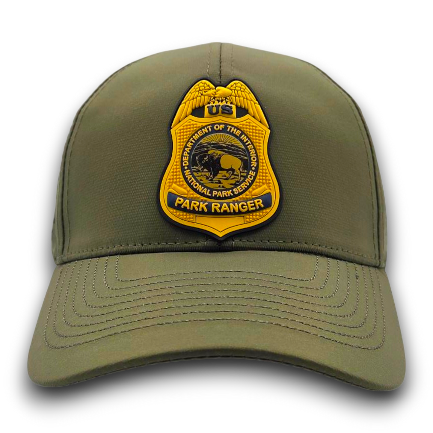 NPS PARK RANGER BADGE GOLD PVC PATCH SCS BRAND PERFORATED MESH HAT