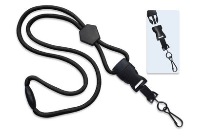 BLACK LANYARD 1/4" WITH DIAMOND SLIDER & DETACHABLE SWIVEL HOOK
