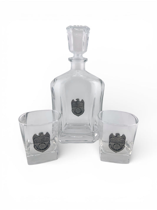 NCIS SPECIAL AGENT PEWTER DECANTER SET