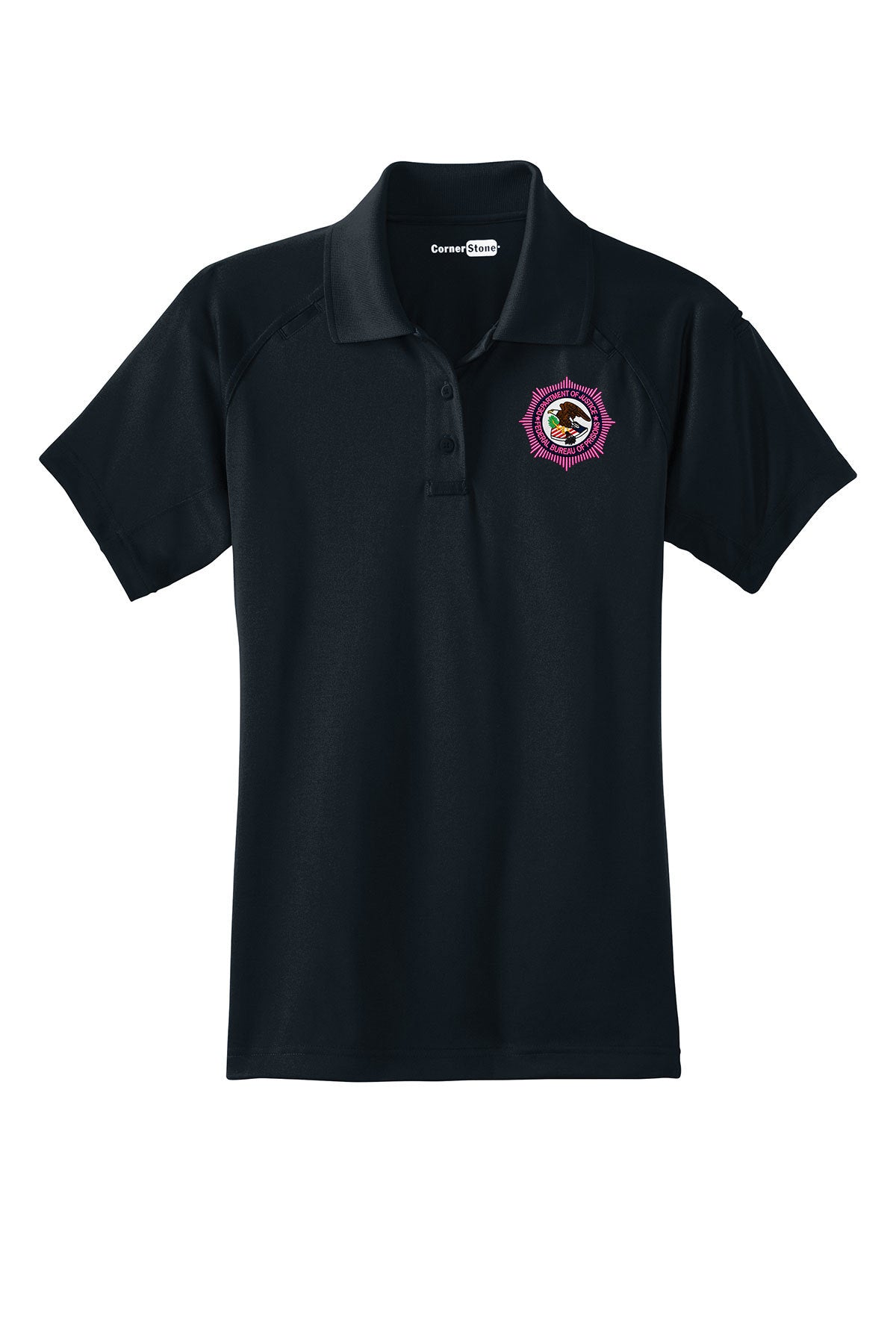 LADIES CORNERSTONE TACTICAL POLO W/ BOP STARBURST PINK/MULTI-CS411