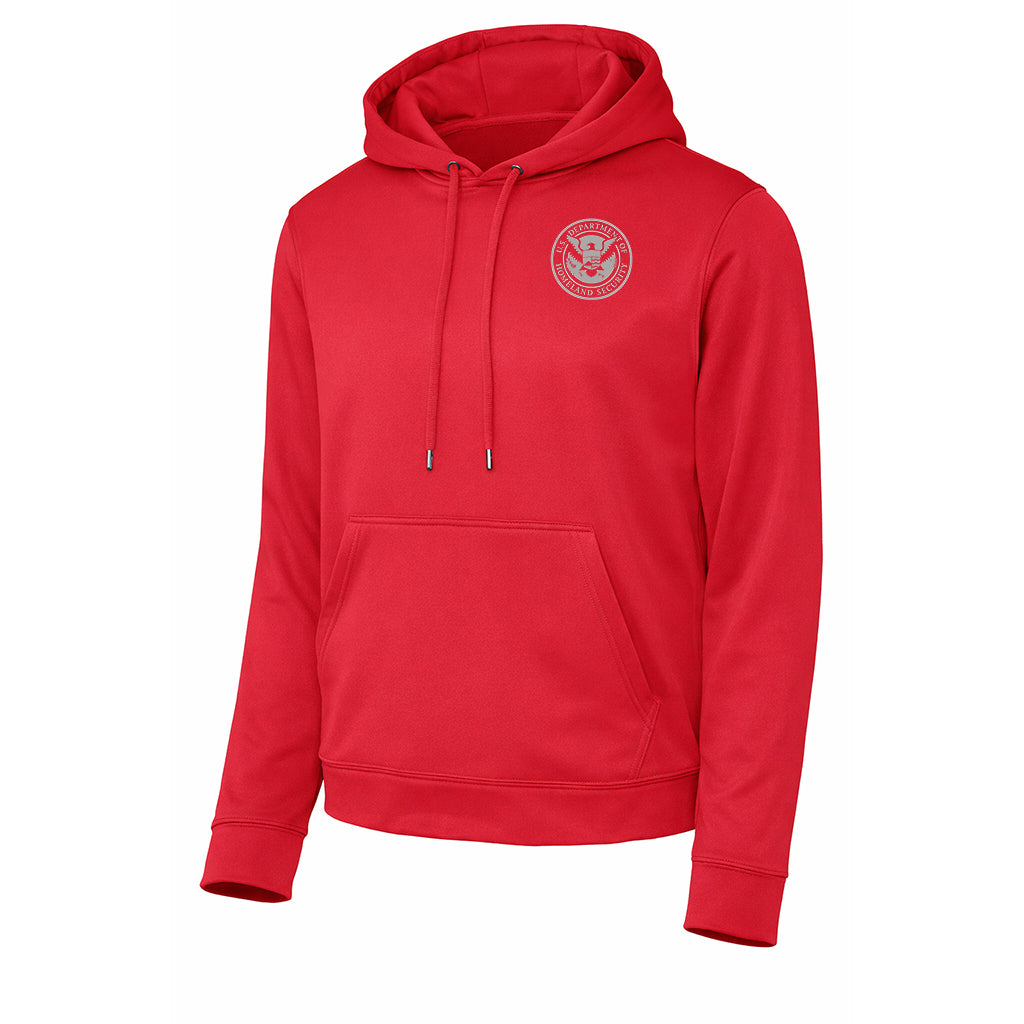 PRINTED DHS SEAL ON WICKING HOODED PULLOVER F244