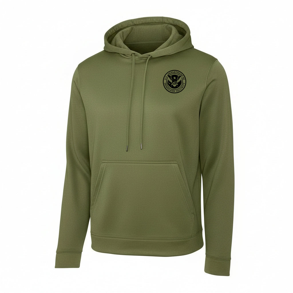 PRINTED DHS SEAL ON WICKING HOODED PULLOVER F244