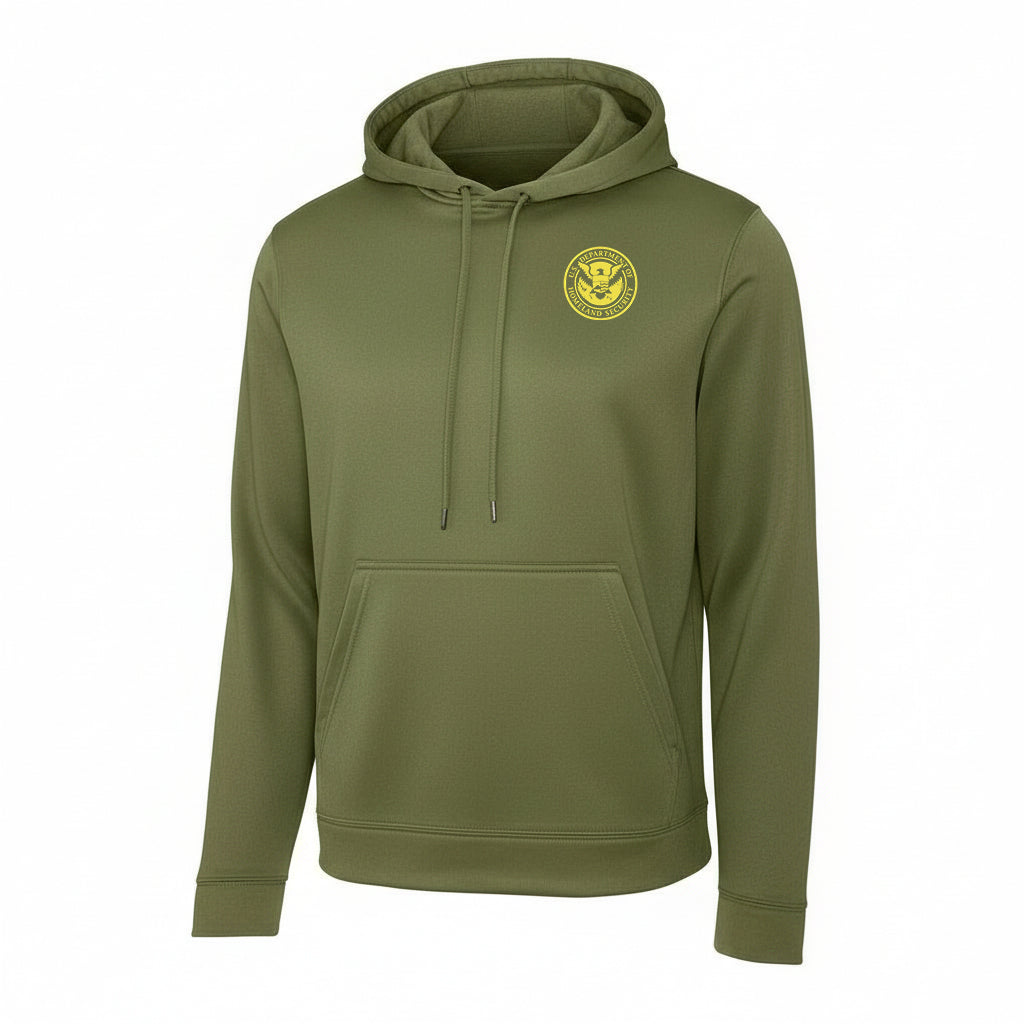 PRINTED DHS SEAL ON WICKING HOODED PULLOVER F244