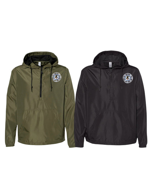 INDEPENDENT TRADING LIGHTWEIGHT QUATER-ZIP WINDBREAKER PULLOVER W/ BOP BADGE PRINTED