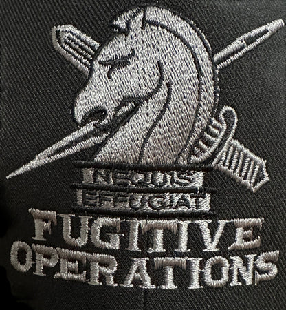 ICE FUGITIVE OPS EMBROIDERED ON FLEXFIT HAT-BLACK