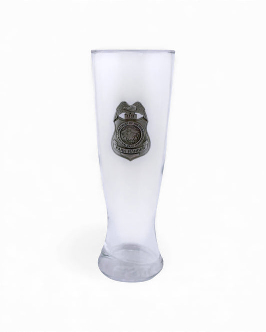 NPS GLASS PILSNER WITH PEWTER BADGE