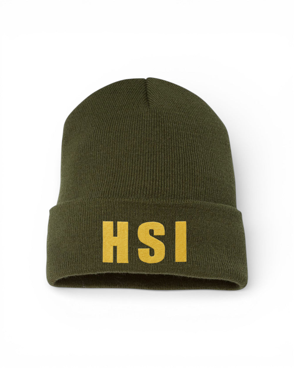 HSI LETTERS EMB ON BADGE CUFFED KNIT BEANIE
