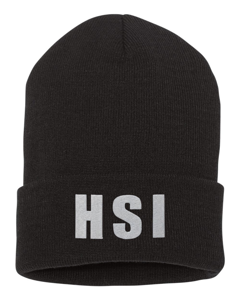 HSI LETTERS EMB ON BADGE CUFFED KNIT BEANIE
