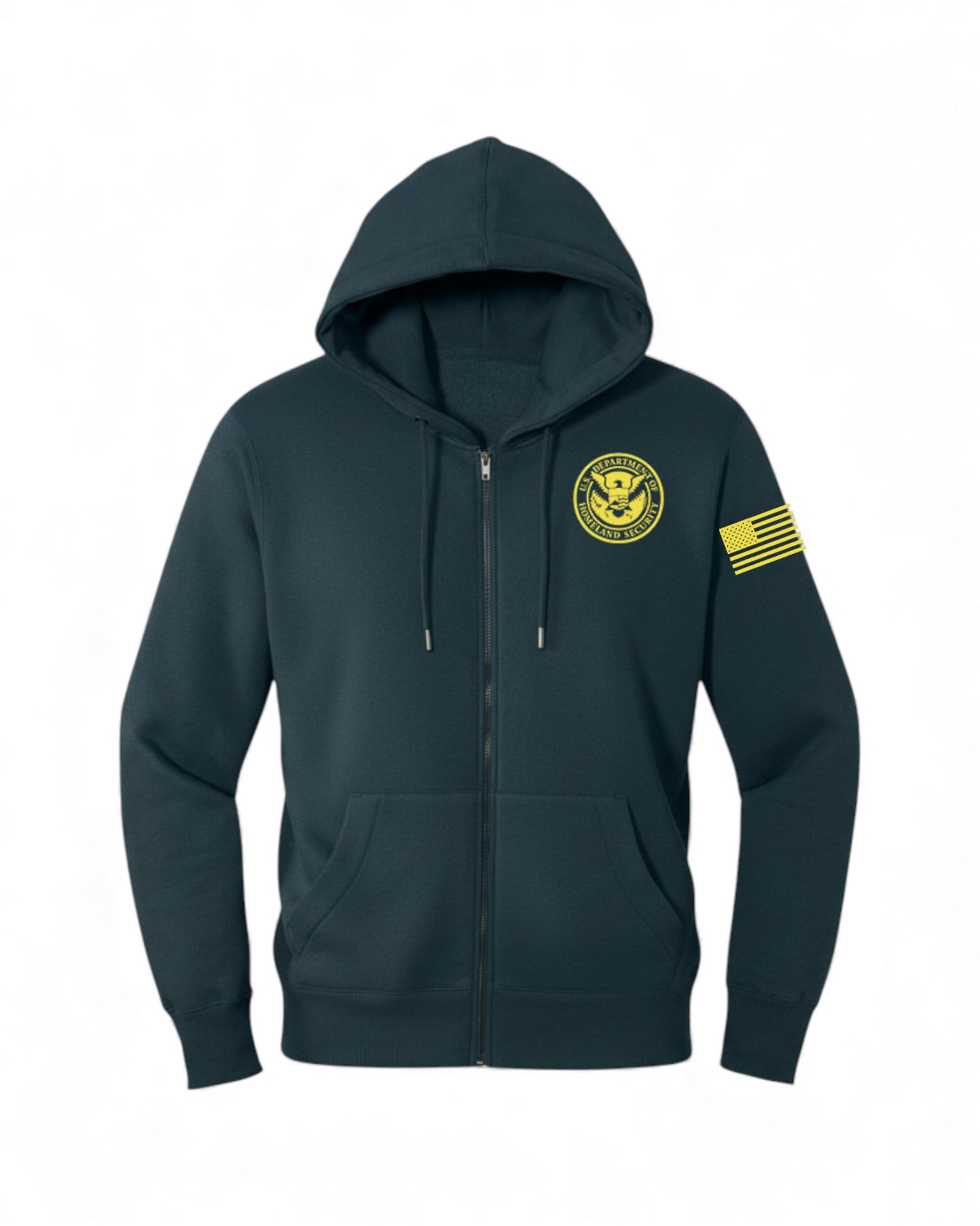 DHS SEAL W/ FLAG ON LEFT SLEEVE FULL ZIP HOODED SWEATSHIRT-DT1103