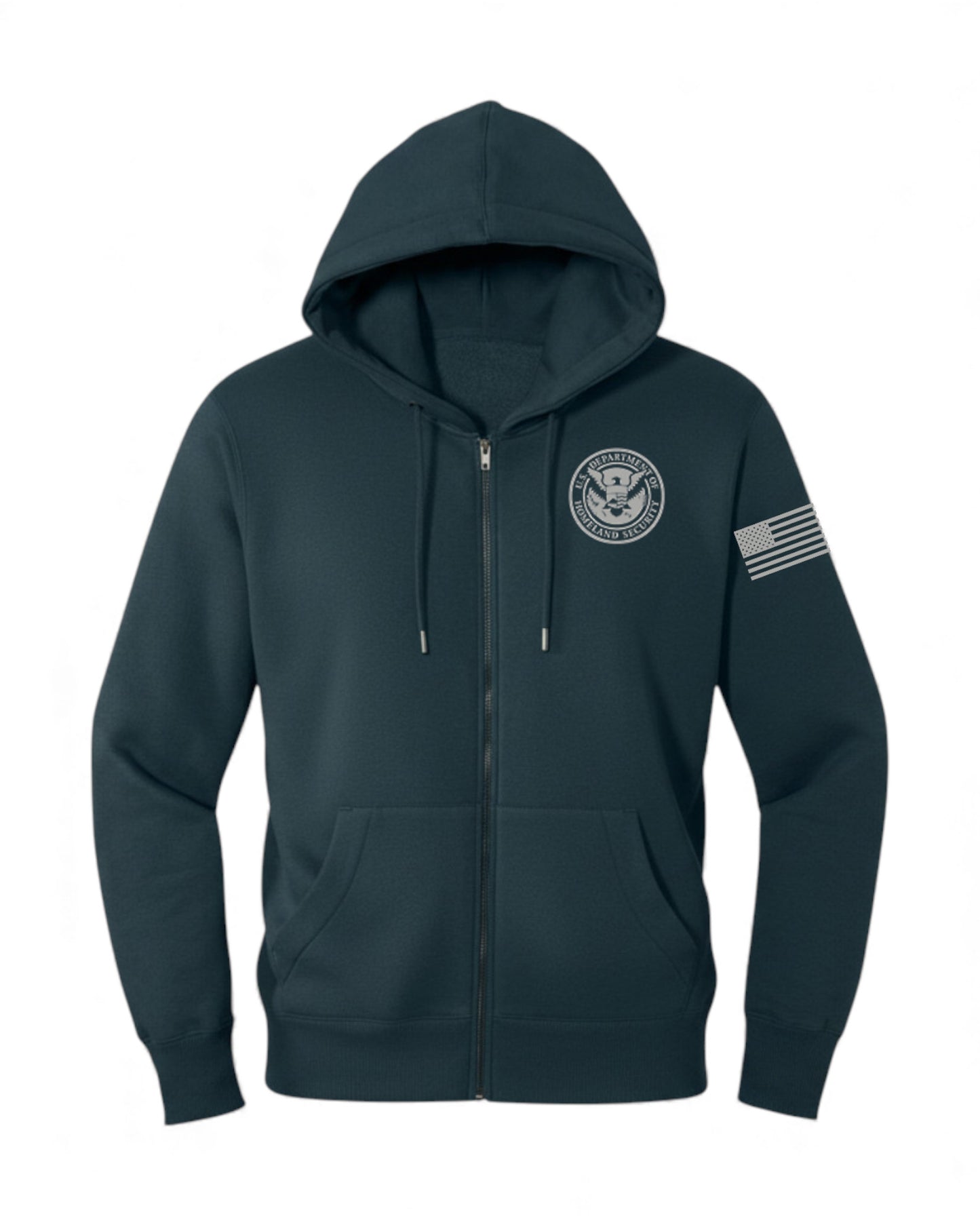 DHS SEAL W/ FLAG ON LEFT SLEEVE FULL ZIP HOODED SWEATSHIRT-DT1103