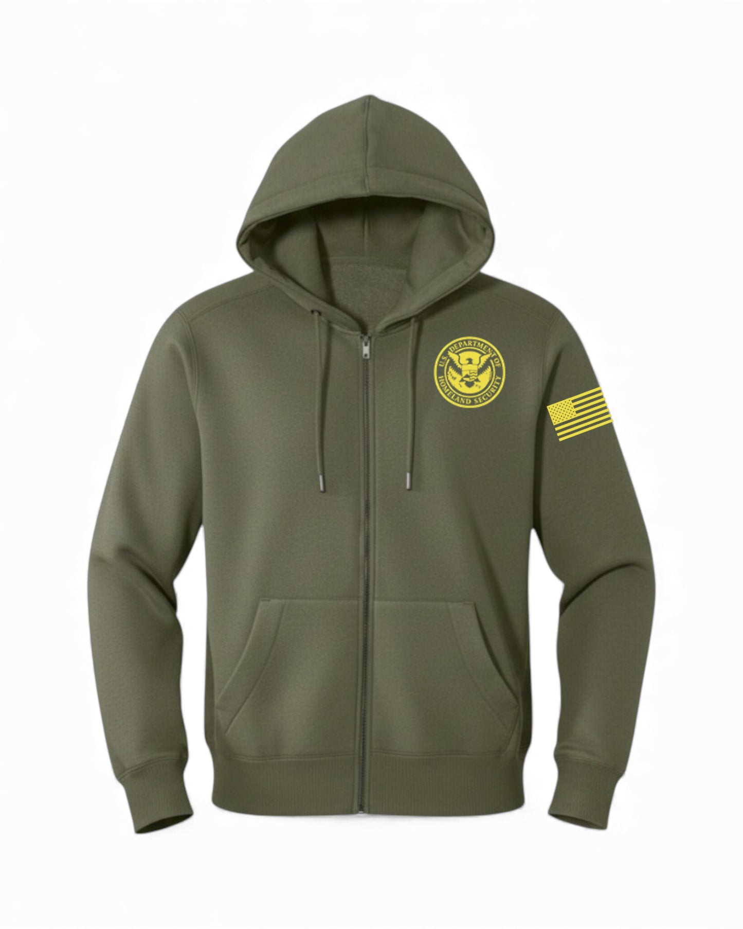 DHS SEAL W/ FLAG ON LEFT SLEEVE FULL ZIP HOODED SWEATSHIRT-DT1103