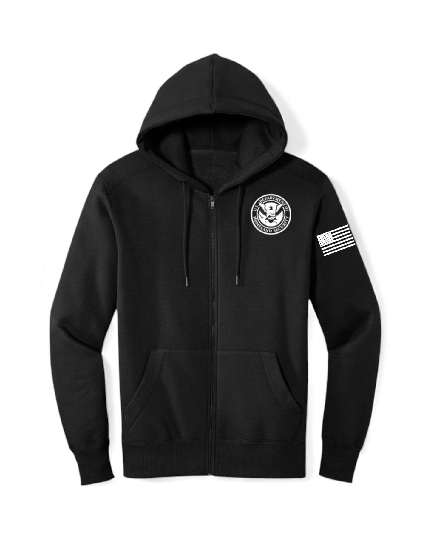 DHS SEAL W/ FLAG ON LEFT SLEEVE FULL ZIP HOODED SWEATSHIRT-DT1103