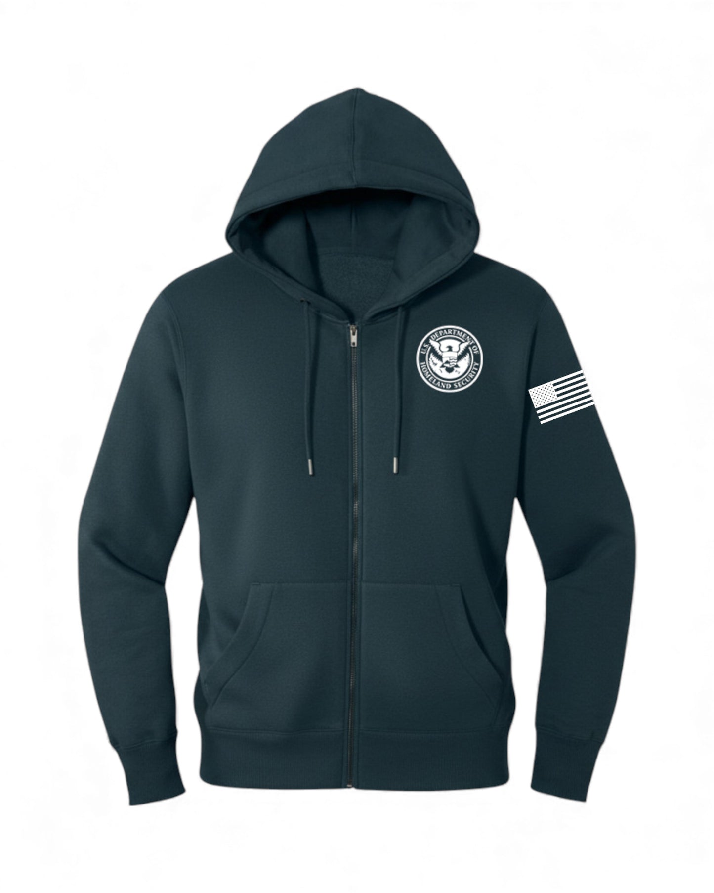 DHS SEAL W/ FLAG ON LEFT SLEEVE FULL ZIP HOODED SWEATSHIRT-DT1103