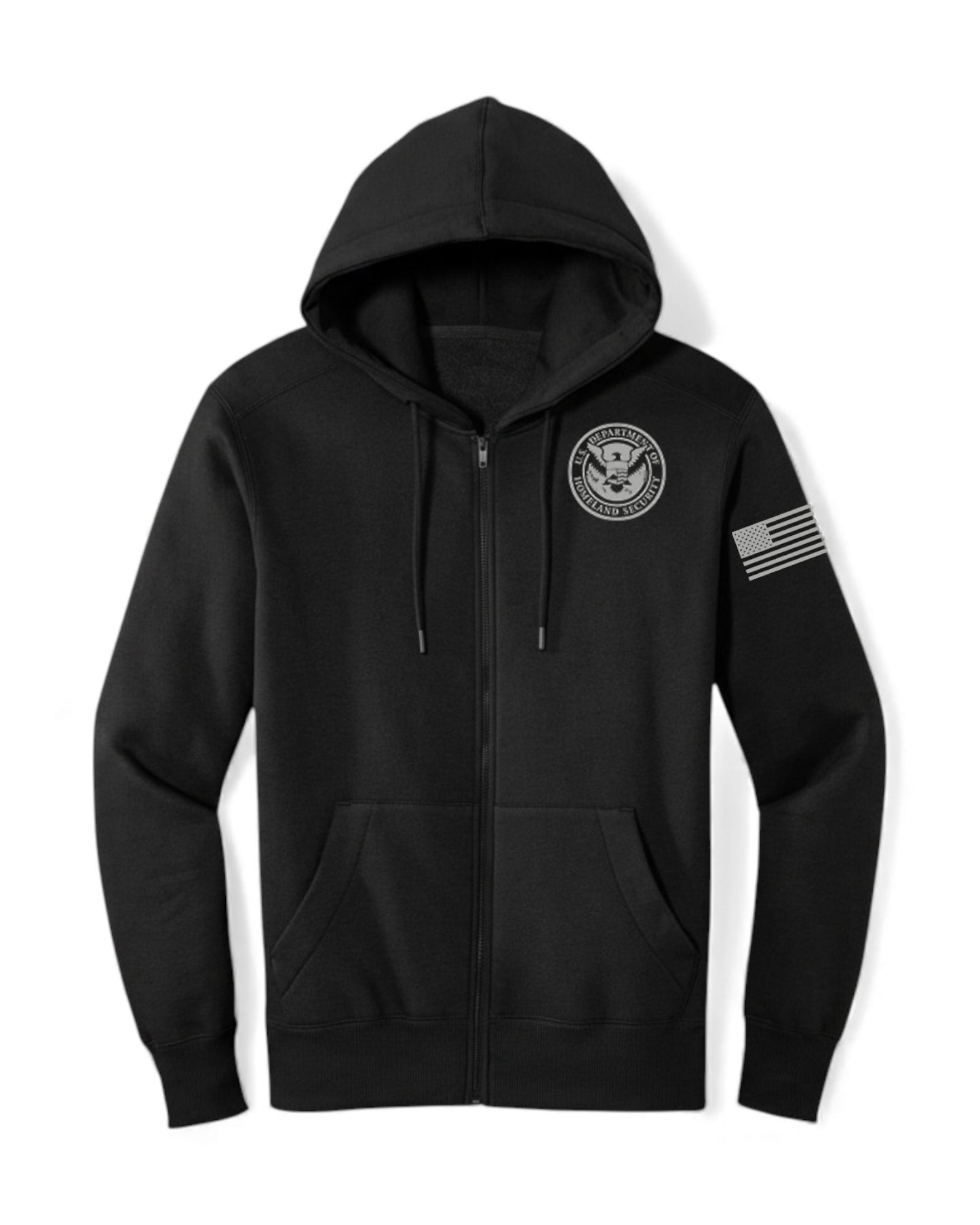 DHS SEAL W/ FLAG ON LEFT SLEEVE FULL ZIP HOODED SWEATSHIRT-DT1103