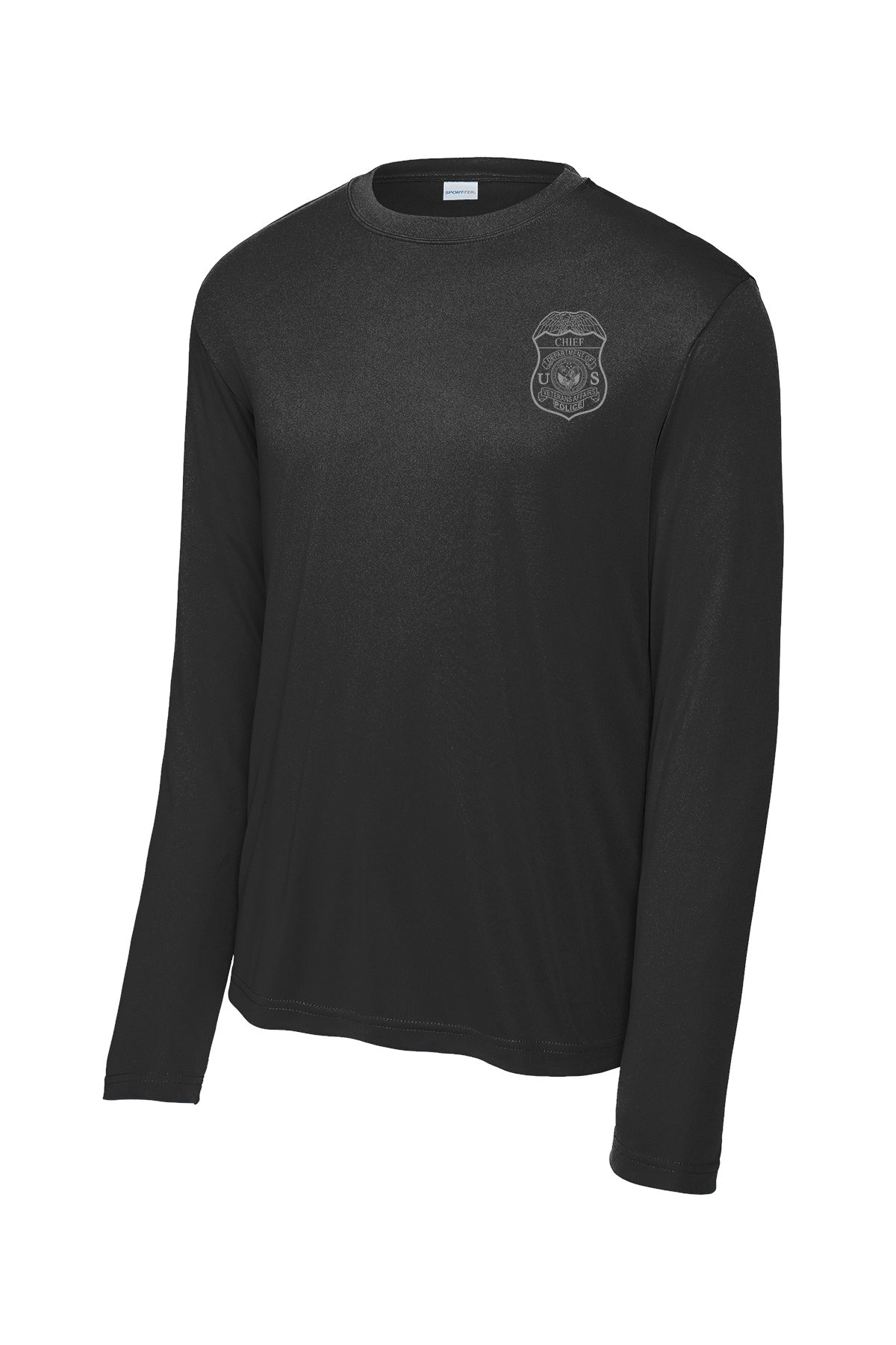 VA POLICE BADGE WICKING LONG SLEEVE T-SHIRT-ST350LS-GREY INK