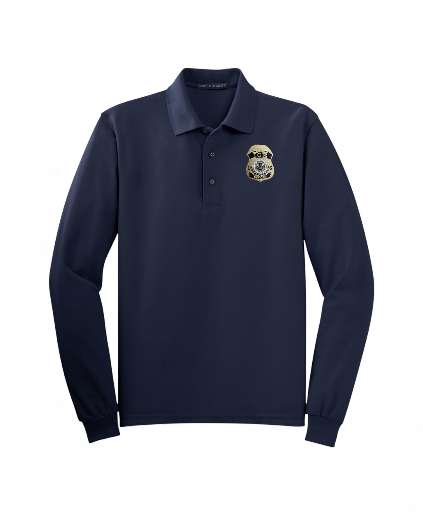 MEN'S LONG SLEEVE ICE OFFICER UNIFORM BADGE PORT AUTHORITY POLO - K500LS