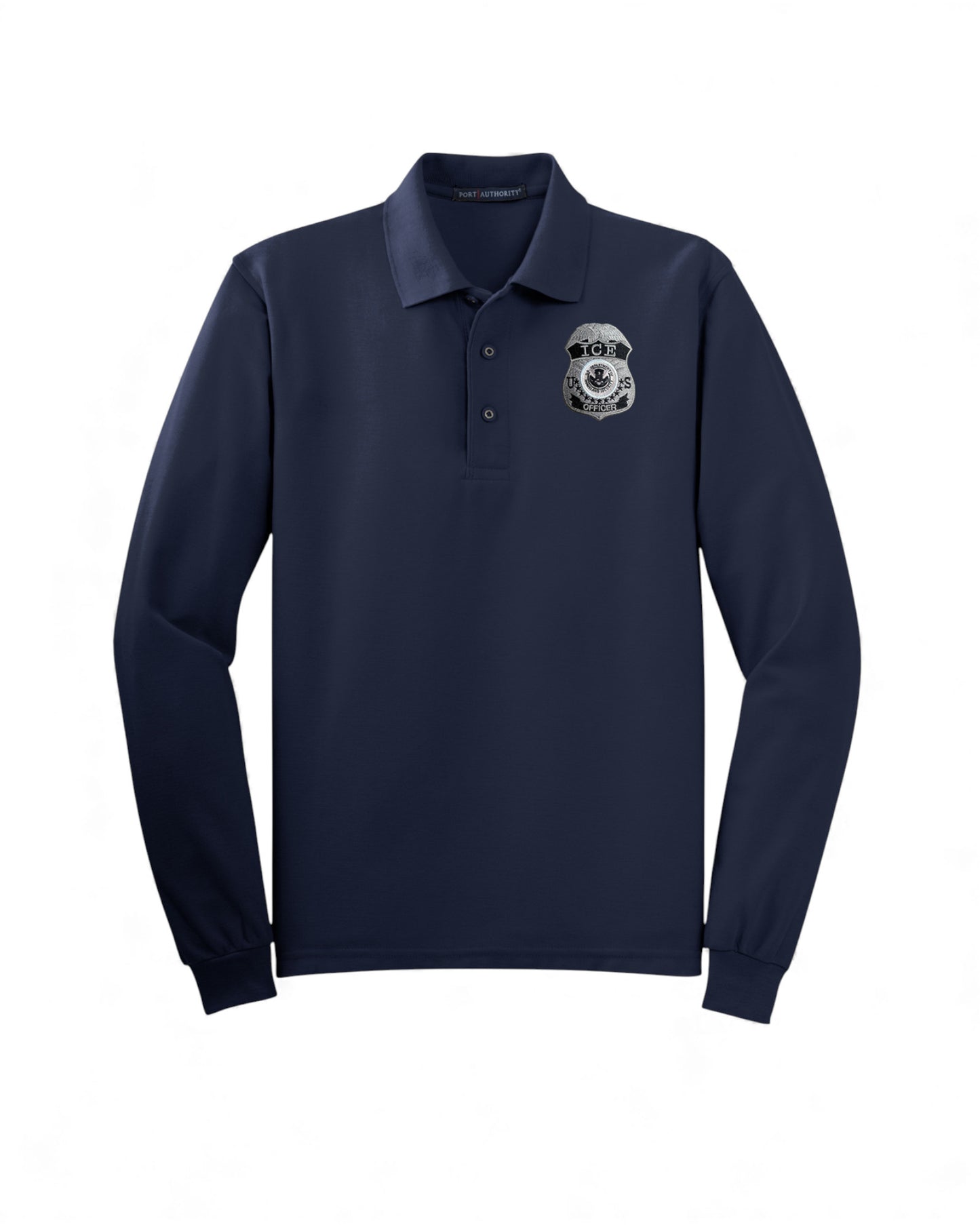 MEN'S LONG SLEEVE ICE OFFICER UNIFORM BADGE PORT AUTHORITY POLO - K500LS