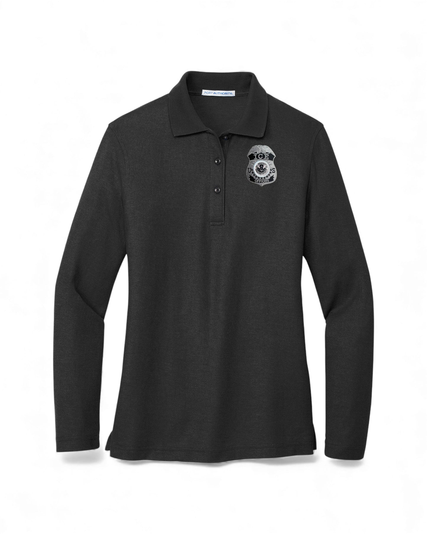 WOMEN'S LONG SLEEVE ICE OFFICER UNIFORM BADGE PORT AUTHORITY POLO - L500LS