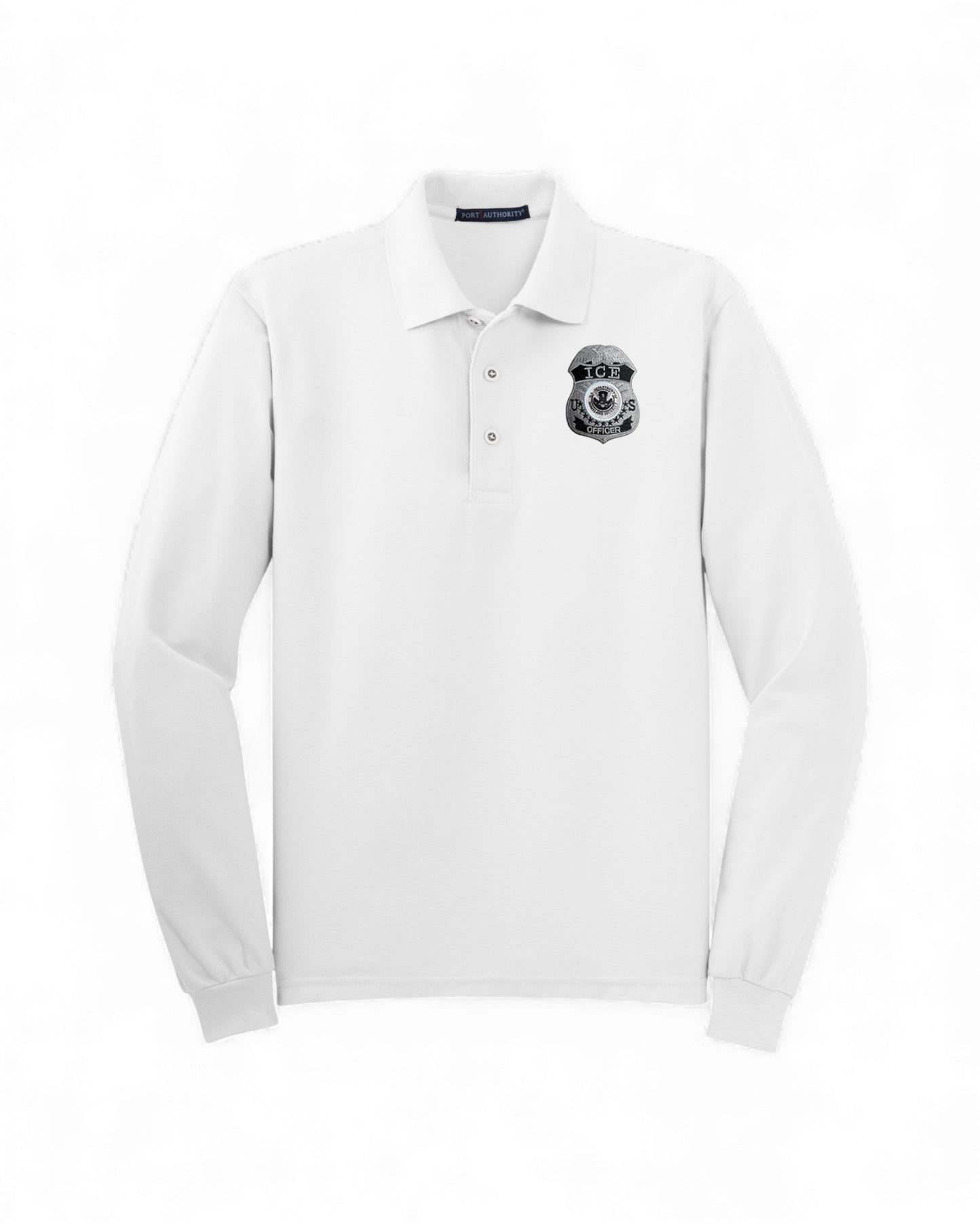 MEN'S LONG SLEEVE ICE OFFICER UNIFORM BADGE PORT AUTHORITY POLO - K500LS