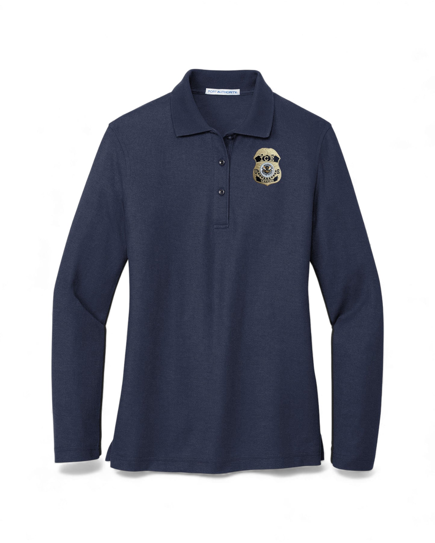 WOMEN'S LONG SLEEVE ICE OFFICER UNIFORM BADGE PORT AUTHORITY POLO - L500LS