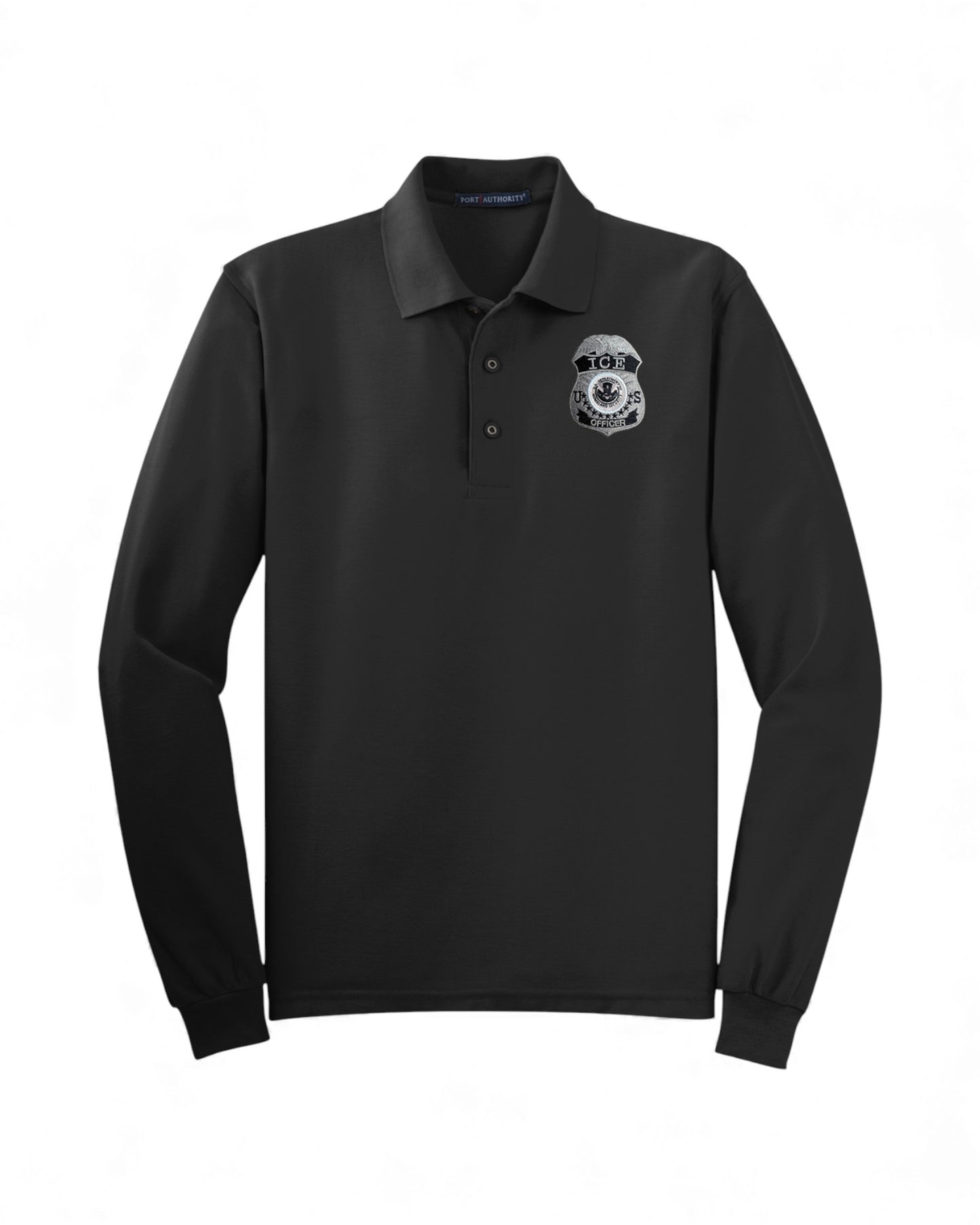 MEN'S LONG SLEEVE ICE OFFICER UNIFORM BADGE PORT AUTHORITY POLO - K500LS