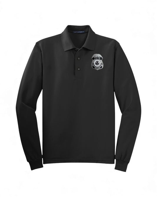 CLEARANCE MEN'S LONG SLEEVE ICE OFFICER UNIFORM BADGE PORT AUTHORITY POLO - K500LS