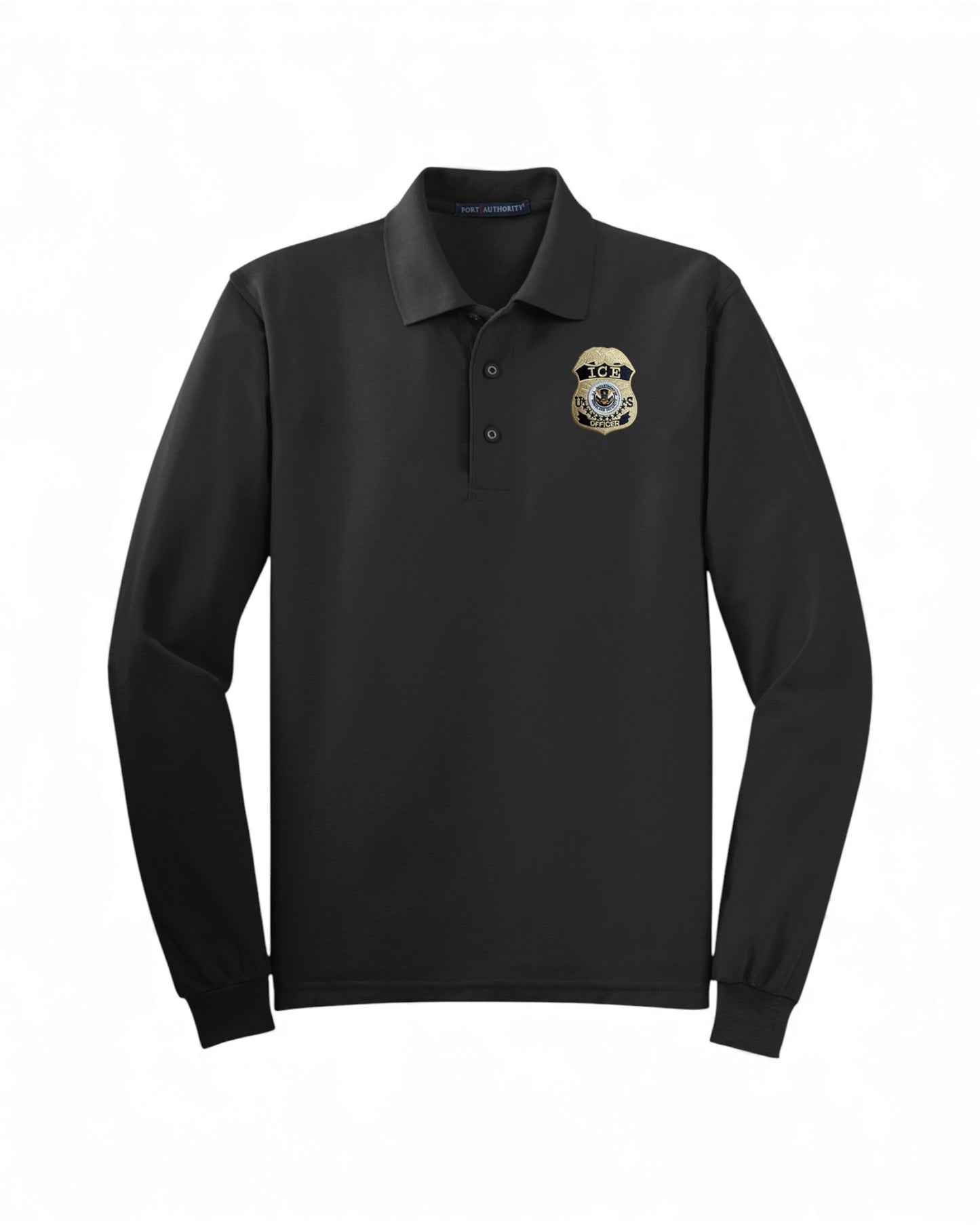 MEN'S LONG SLEEVE ICE OFFICER UNIFORM BADGE PORT AUTHORITY POLO - K500LS