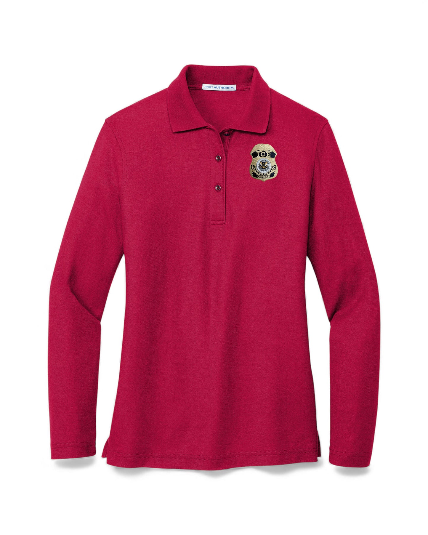 WOMEN'S LONG SLEEVE ICE OFFICER UNIFORM BADGE PORT AUTHORITY POLO - L500LS
