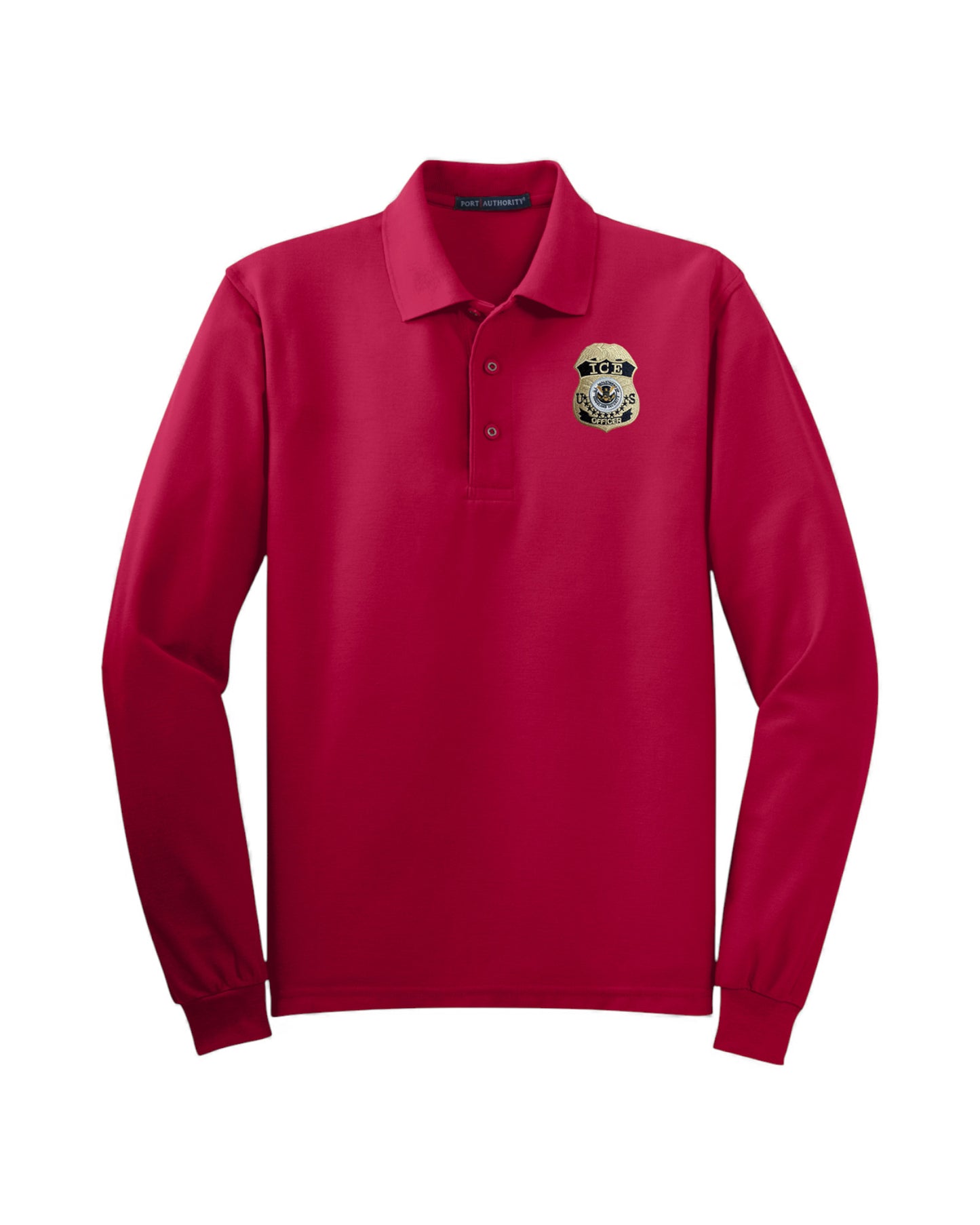 MEN'S LONG SLEEVE ICE OFFICER UNIFORM BADGE PORT AUTHORITY POLO - K500LS