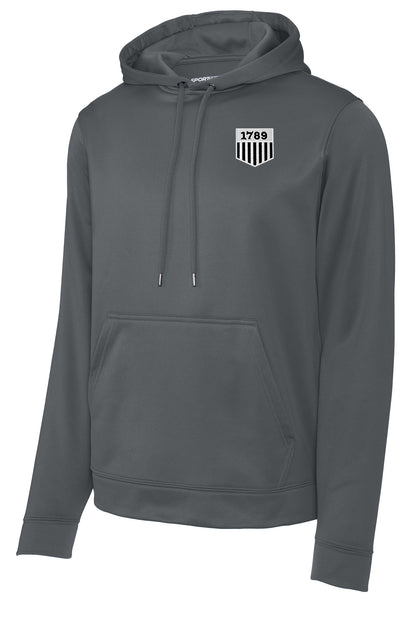 1789 EMBROIDERED SHIELD WICKING HOODED PULLOVER-F244