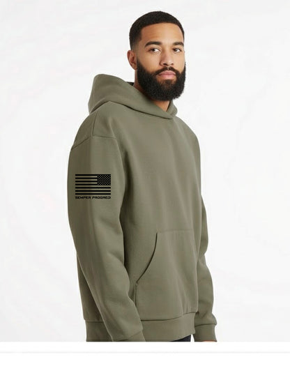 UNISEX MAINSTREET SEMPER PROGREDI REV FLAG HOODED SWEATSHIRT-IND420XD  ** FREE PVC PATCH