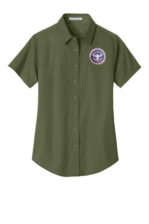 WOMEN'S TSA INSIGNIA BUTTON UP DRESS SHIRT-L508-CLEARANCE