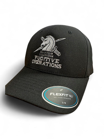 ICE FUGITIVE OPS EMBROIDERED ON FLEXFIT HAT-BLACK