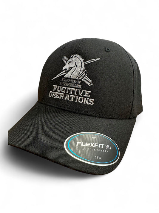 ICE FUGITIVE OPS EMBROIDERED ON FLEXFIT HAT-BLACK