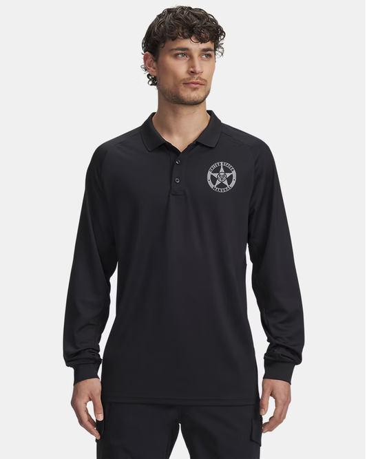 UA TACTICAL PERFORMACE LONG SLEEVE POLO W/ PRINTED USMS STAR-6004146 CLEARANCE