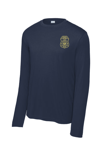 VA POLICE BADGE WICKING LONG SLEEVE T-SHIRT-ST350LS-GREY INK