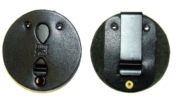 UNIVERSAL BELT BADGE CLIP - BLACK (2 SHAPES) STRONG LEATHER