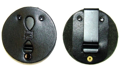 UNIVERSAL BELT BADGE CLIP - BLACK (2 SHAPES) STRONG LEATHER