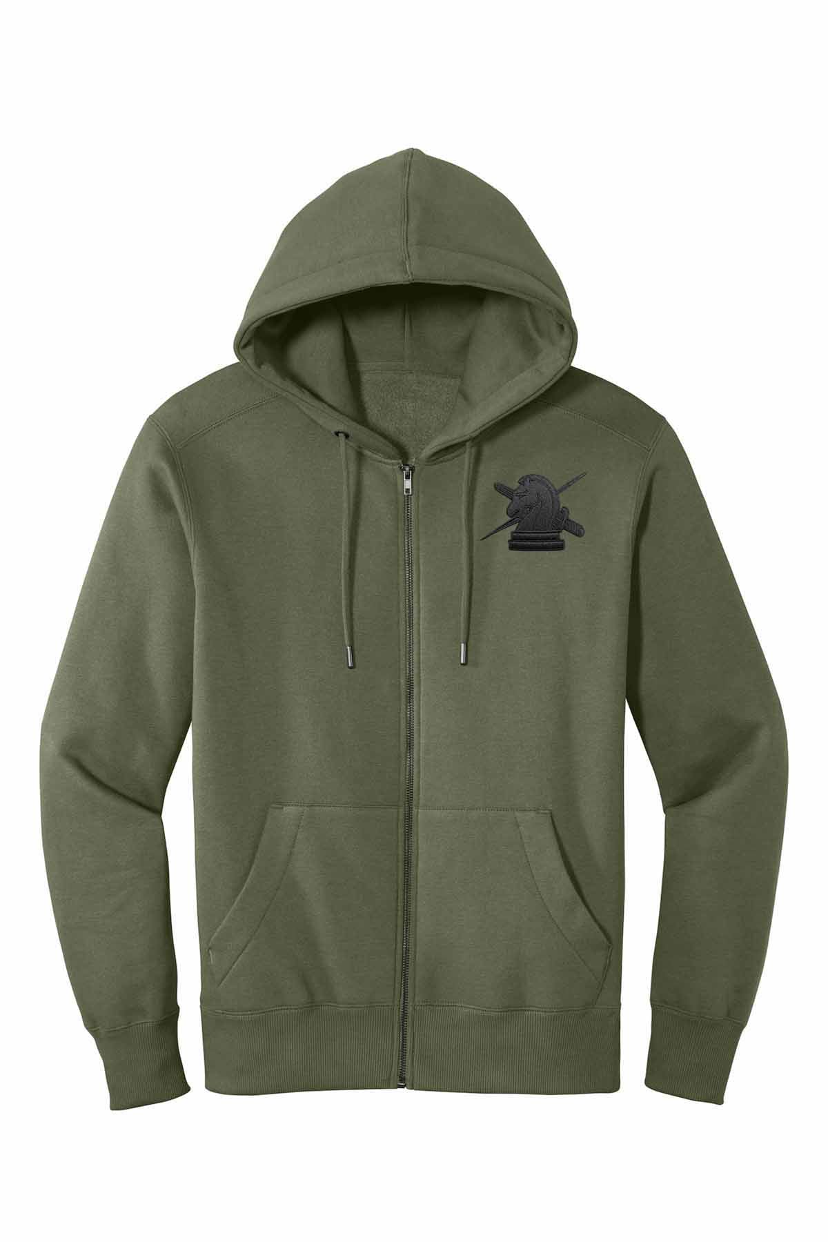 ICE FUGITIVE OPS (NO TEXT) EMBROIDERED ON FULL ZIP HOODED SWEATSHIRT-DT1103