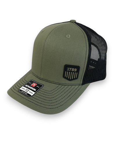 USMS PVC 1789 LOGO BLACK/OD TRUCKER HAT