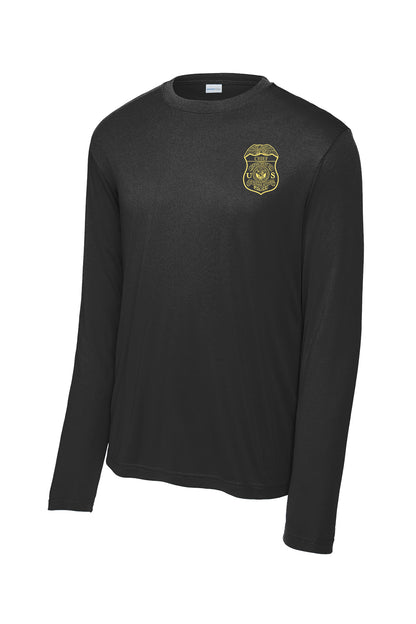 VA POLICE BADGE WICKING LONG SLEEVE T-SHIRT-ST350LS-GREY INK