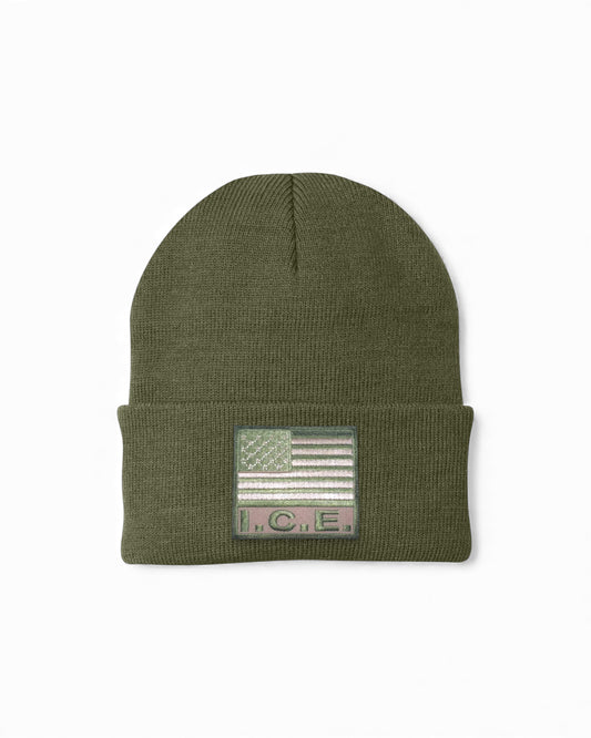 ICE FLAG CUFFED KNIT BEANIE-OD